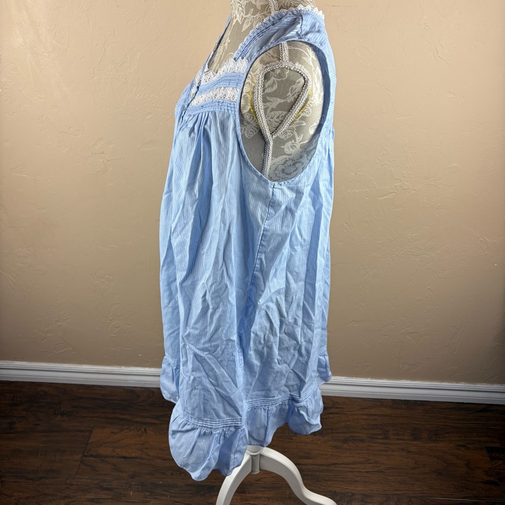 Eileen West Blue Nightgown Nightie Chemise Embroidered Ribbon Women’s size large - Picture 5 of 11